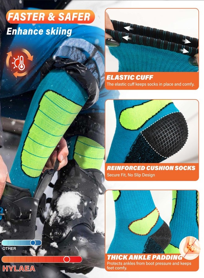 Hylaea Merino Wool Ski Socks - Cold Weather Thermal Knee-high Warm Socks for Snowboarding, Snow, Winter, Hunting, Outdoor Sports - Fluorescent Color Large - Image 4
